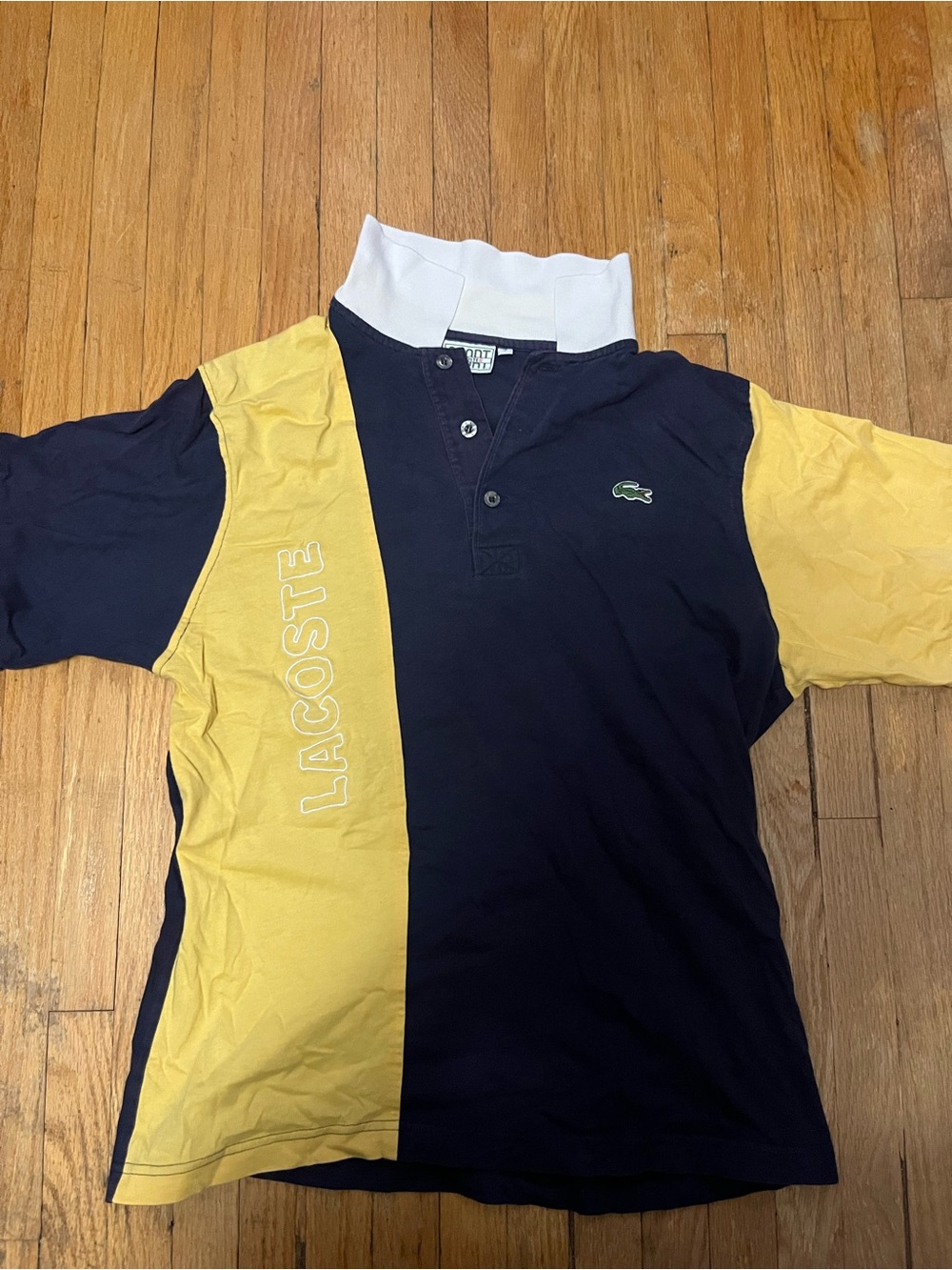 Lacoste Kids Navy and Yellow Colorblock Polo